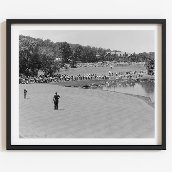 Golf art, 1954 US Open photo print, Golf club decor, Gift for golfer, Golf landscape wall art, Black and white print