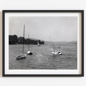 1930s Sailboat Photo: Vintage Lake House Wall Art