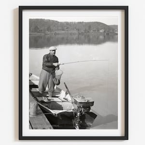 1930s Fishing Photo Print: Retro Lake House Decor