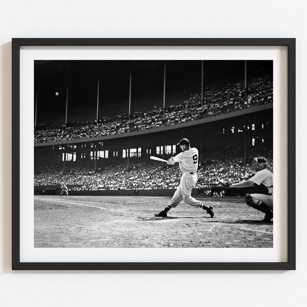 Rare Ted Williams photo print, Vintage baseball collectible, Sports wall art, Unique baseball fan gift, Red Sox gift