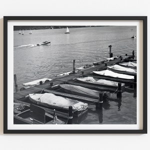 Vintage Lake Boating Photo: Black and White Nautical Wall Art