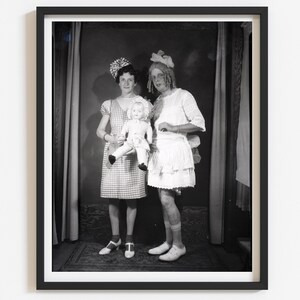 Halloween photo print, Select size, Vintage funny strange Halloween party photo, Black and white custom reproduction