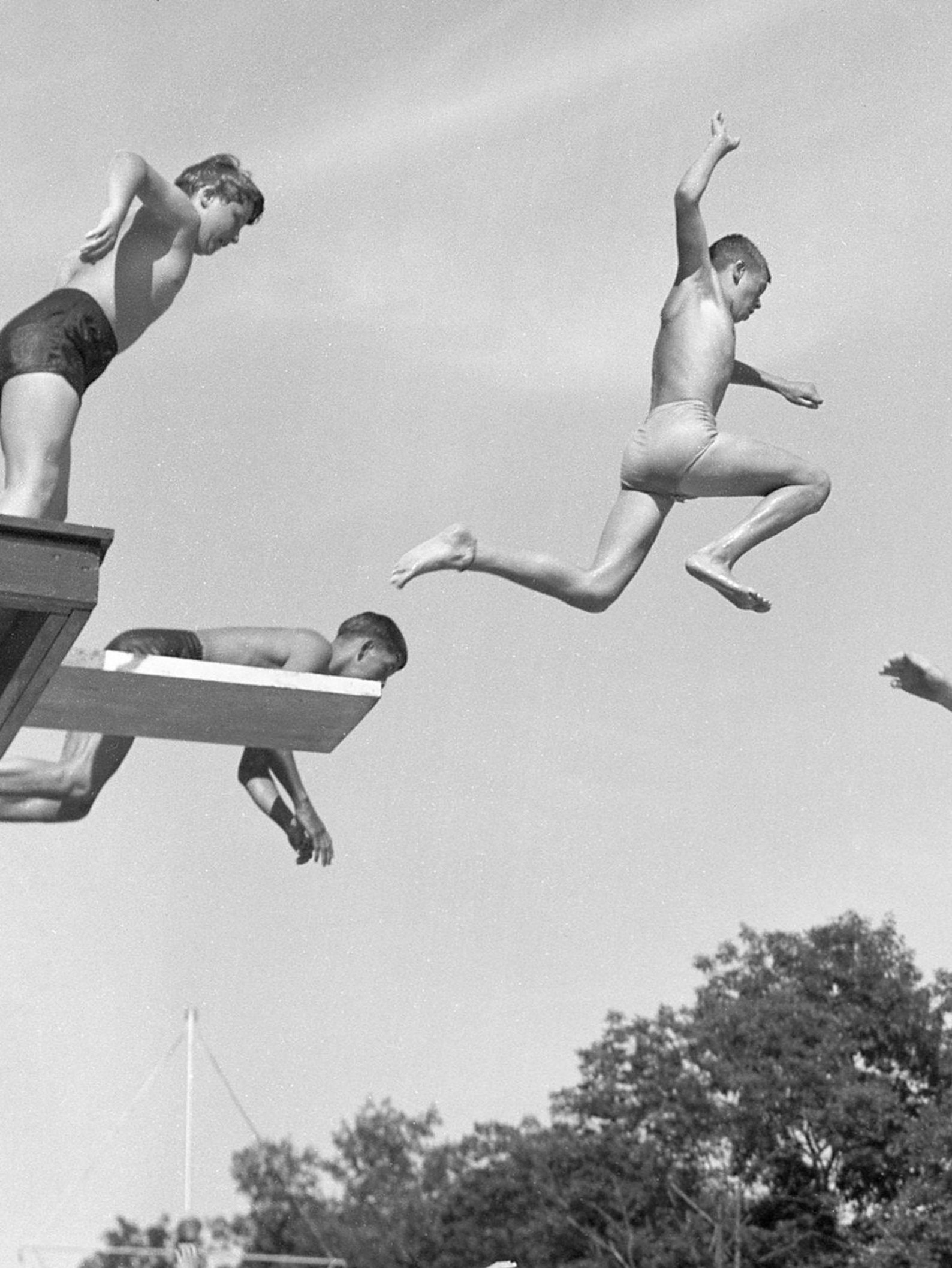 Vintage swimming photo retro summer wall art black and white | Etsy
