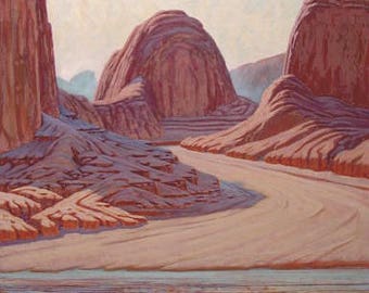 Lake Powell 'Temple Wash' - framed - original landscape - desert painting - turquoise - southwestern decor - large - wall art