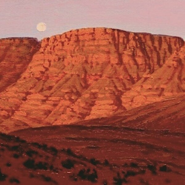 Desert 'Moonrise', Original Landscape Painting, oil,moon, sunset, Southwestern decor, Southwest art, impressionist,contemporary