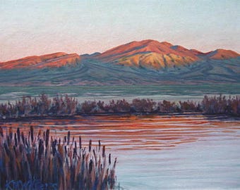 California impressionism - 'Delight's Pond - original Landscape Painting - oil - sunset - Southwest decor - lake - nature - desert painting