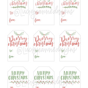 Handgeletterde afdrukbare kerstkaartjes