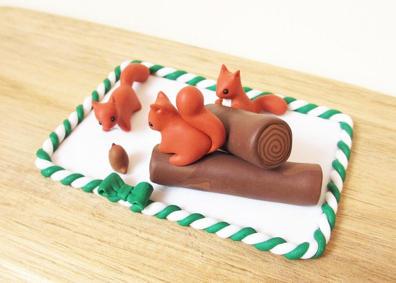 Red Squirrel And Robin Christmas Cake Topper Red Squirrel Etsy