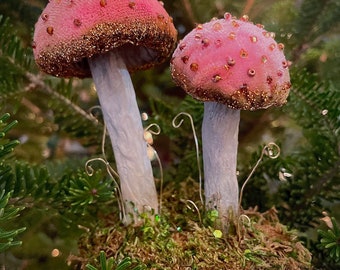 Velvet Mushroom Christmas Tree Ornament