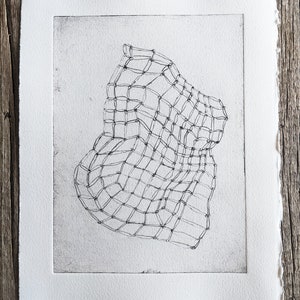 Net, Grabado Original de Punta Seca de Bellas Artes