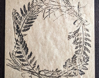 Garden Wreath, Monotype on handmade paper