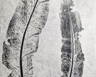 Horseradish Leaves, Monotype on handmade paper