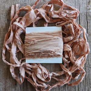 Soft Pink II, Naturally Dyed Satin Silk Sari Ribbon, 5 yards ea.