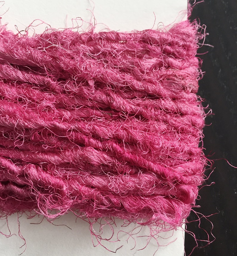 Fuzzy Plum Pink, Naturally Dyed Silk Yarn, 5 Yards Ea. Etsy