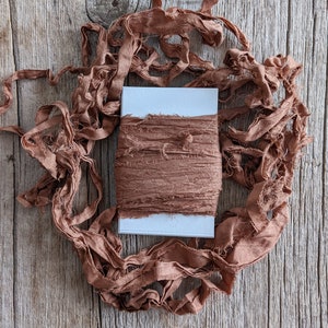 Rosewood, Naturally Dyed Satin Silk Sari Ribbon, 5 yards ea.