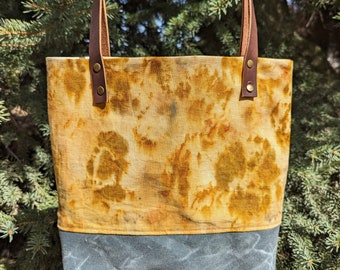 Marigold, Linen and Waxed Canvas Shoulder Bag