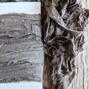 Bark, Naturally Dyed Satin Silk Sari Ribbon, 5 yards ea.