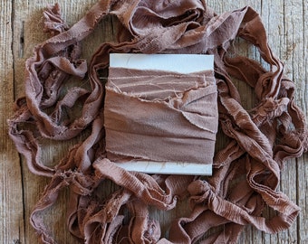 Mocha, Naturally Dyed Chiffon Silk Sari Ribbon, 5 yards ea.