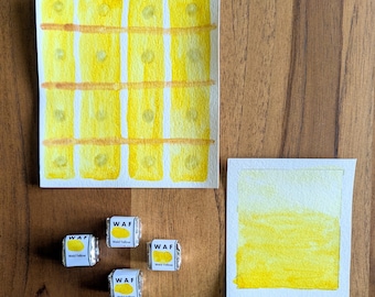 Weld Yellow, handgemaakte aquarelverf, halve bak