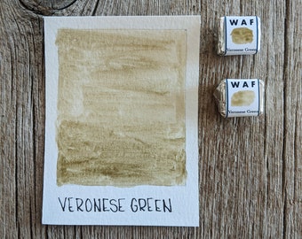 Verde veronés, pintura de acuarela hecha a mano, media bandeja