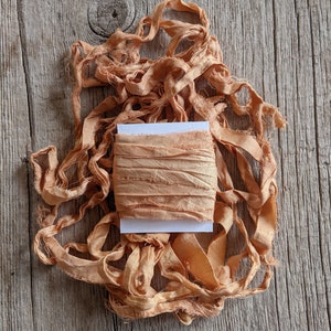 Peche, Naturally Dyed Satin Silk Sari Ribbon, 5 yards ea.