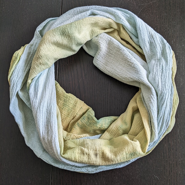 Two Blues, Naturally Dyed Cotton Infinity Scarf