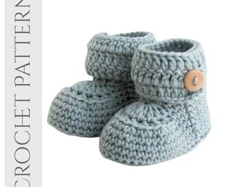Baby Booties Crochet Pattern PDF, Newborn Button Cuff Shoes, Gender Neutral DK Yarn Slipper Socks, Easy Cozy Handmade Gift