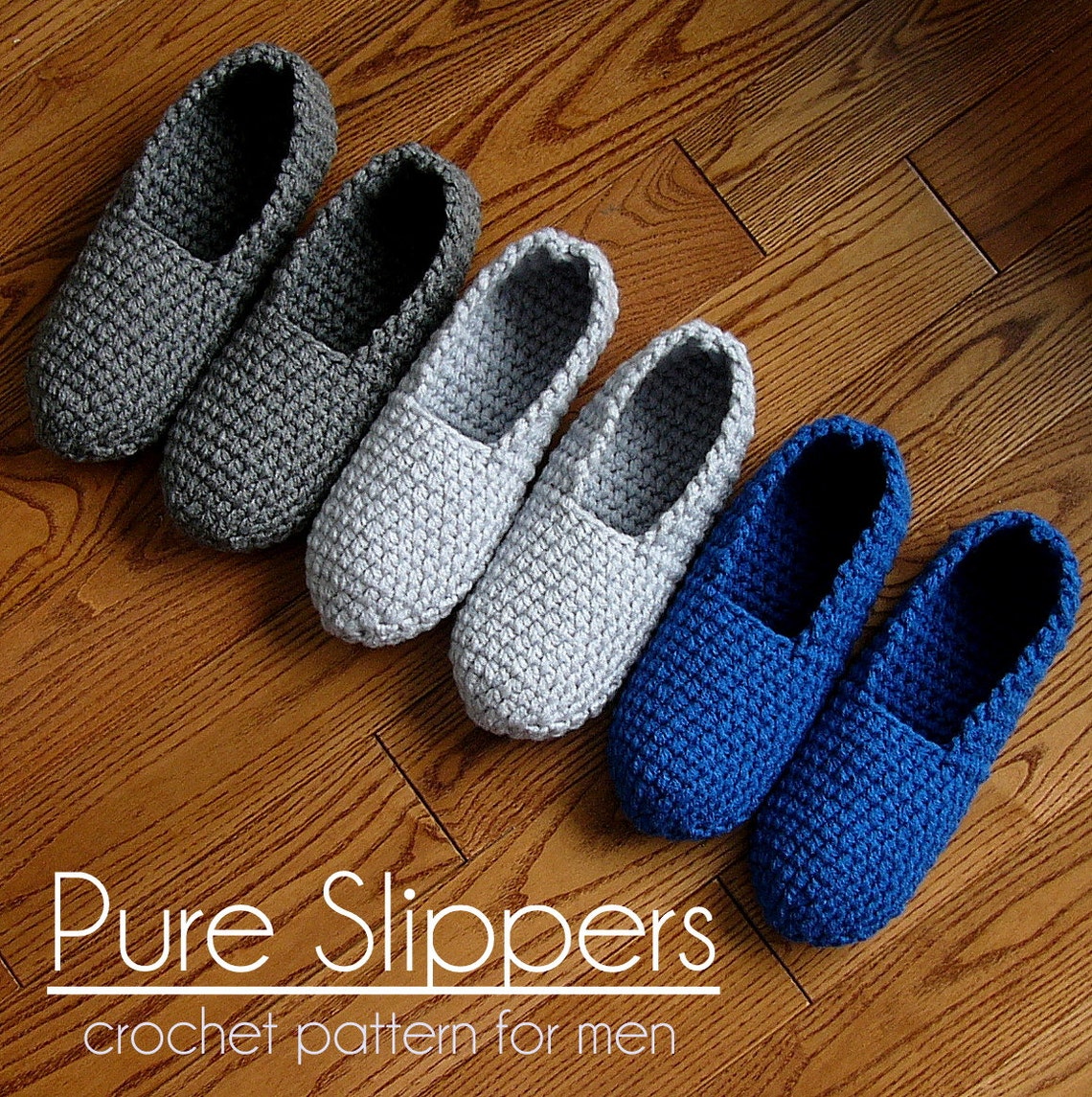 CROCHET PATTERN Slippers Man Men Boys Shoes Worsted Weight Yarn Thick