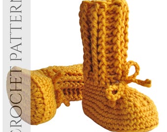 Baby Booties Crochet Pattern, Newborn Baby Boots with Cable Cuff, Knitted Look Baby Shoes, Easy Beginner PDF Download