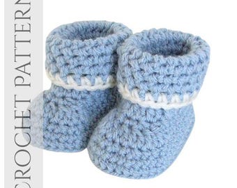 No Sew Crochet Baby Booties Pattern PDF, Newborn Shoes Crochet Pattern, Easy Gender Neutral Cozy Cuff Baby Booties, Quick Gift Idea