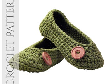 Women’s Crochet Slippers Pattern PDF, Easy Beginner Button House Slippers, Cozy Warm Quick Crochet Gift Pattern for Ladies