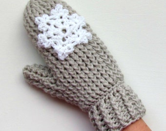CROCHET PATTERN mittens ⨯ women ladies girls ⨯ knitted look ⨯ Warm Winter Quick Thick ⨯ PDF Download ⨯ Snowflake Mittens by Repeat After Me