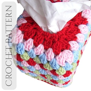 Crochet Tissue Box Cover Pattern PDF, Granny Square Cottagecore Home Decor Crochet Pattern, Easy Beginner Bathroom Decor, Fits Standard Box