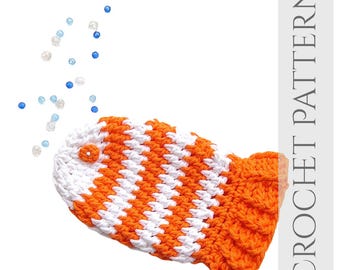 Crochet Bath Mitt Pattern PDF, Fish Scrubby Washcloth Crochet Pattern, Easy Beginner Cotton Yarn Project, Kids Bath Time Gift