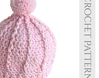 Baby Hat Crochet Pattern, Cable Knit Look Winter Hat for Newborns, Gender Neutral Soft Warm Toque, Worsted Weight Yarn, PDF Download