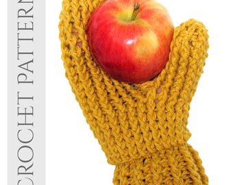 Crochet Mittens Pattern, Snowflake Knit-Look Mittens for Women, Beginner Winter Gloves Pattern, PDF Download