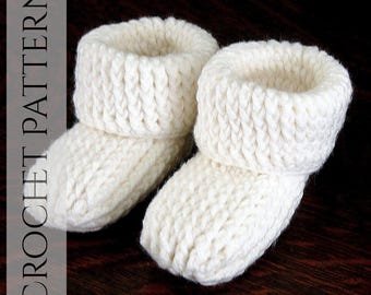 Newborn Baby Booties Crochet Pattern, Gender Neutral Knit Look Baby Shoes, Easy Sport Weight Yarn, Soft Handmade Baby Gift, PDF Download