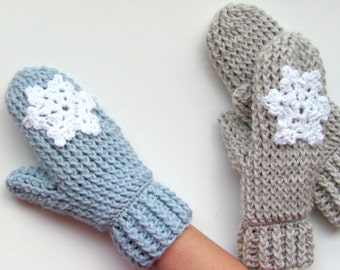 CROCHET PATTERN mittens ⨯ women ladies girls ⨯ knitted look ⨯ Warm Winter Quick Thick ⨯ PDF Download ⨯ Snowflake Mittens by Repeat After Me