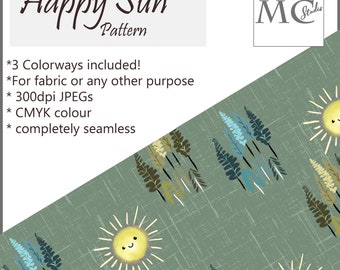 Lovely Sunny spring illustrated Premium Seamless pattern design in 3 color ways  for fabric, card and more!