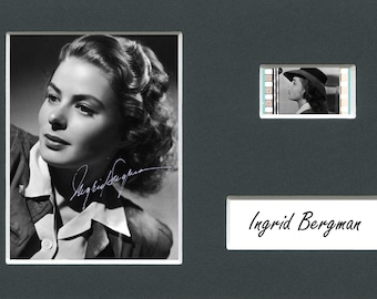 Very Rare Ingrid Bergman original rare & genuine film cell from a movie starring them mounted ready for framing with pre-printed autograph!