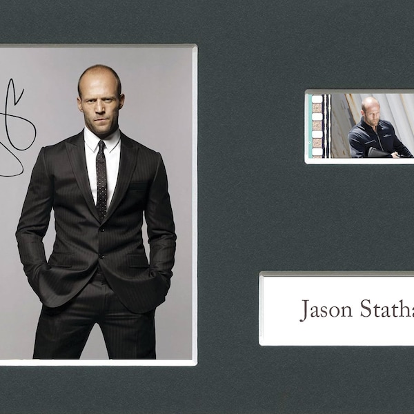 Jason Statham original rare & genuine film cell from a movie featuring the actor with Pre Printed autograph image mounted ready for framing!