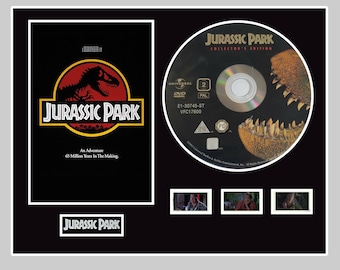 Very Rare Jurassic Park 90s movie original rare & genuine film cell and DVD display from the movie mounted ready for framing!