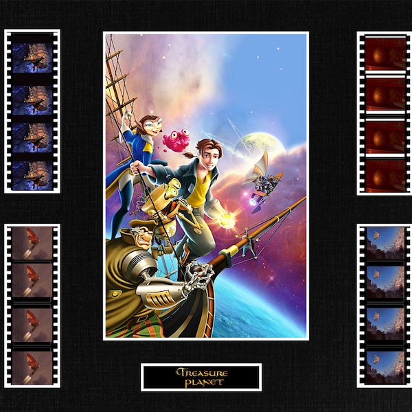 Seltenes und echtes Disney's Treasure Planet-Filmzellendisplay in limitierter Auflage mit 4 Streifen aus dem Film, bereit zum Einrahmen!