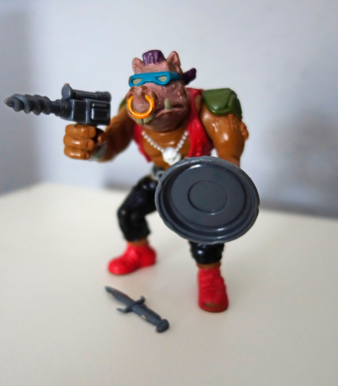 A Vintage 1988 Bebop Warthog soft Head Shredder Henchman Action Figure