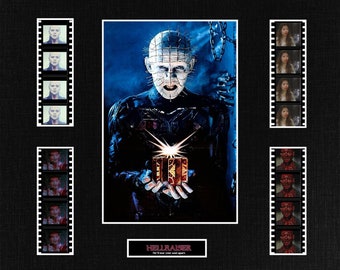 A Hellraiser original rare & genuine film cell display with 4 strips from the movie mounted ready for framing! Large 8x10 inch mounting!