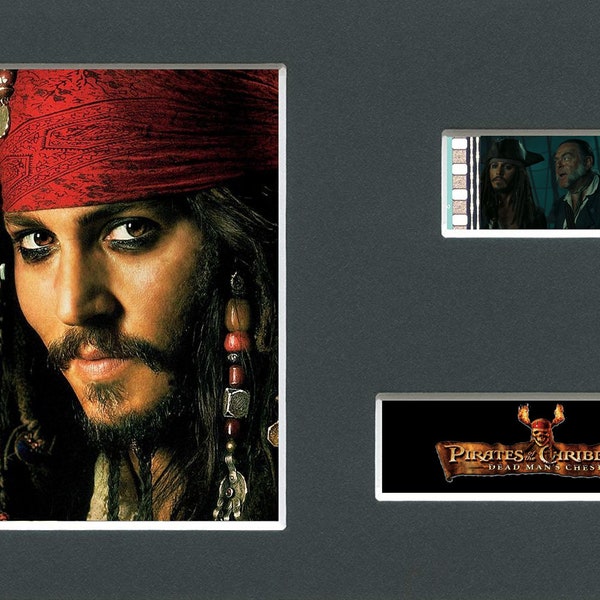 A Jack Sparrow Dead Mans Chest Pirates of the Caribbean  original rare & genuine film cell from the movie mounted ready for framing!