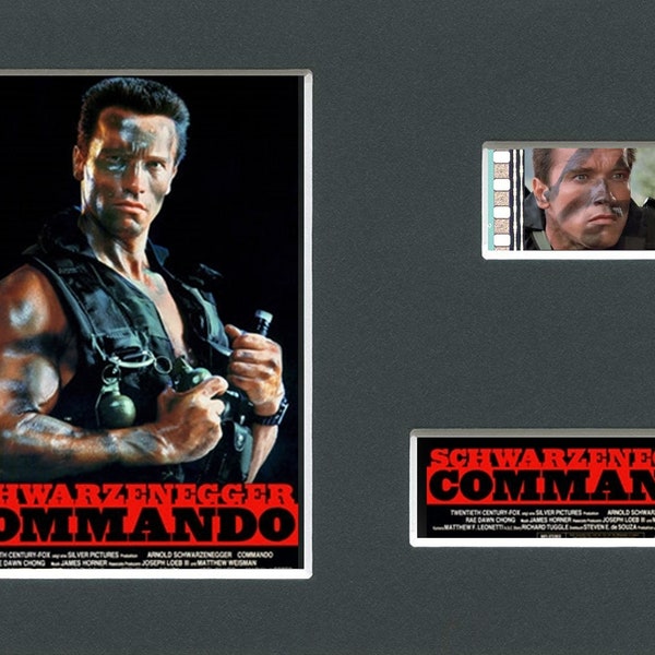 A Commando Arnold Schwarzenegger action movie authentic original rare & genuine film cell from the movie mounted ready for framing!