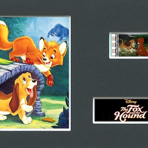 A Disney's Fox and the Hound original rare & genuine film cell display from the movie mounted ready for framing!