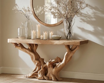 Konsolbord i lantlig stil med heminredning