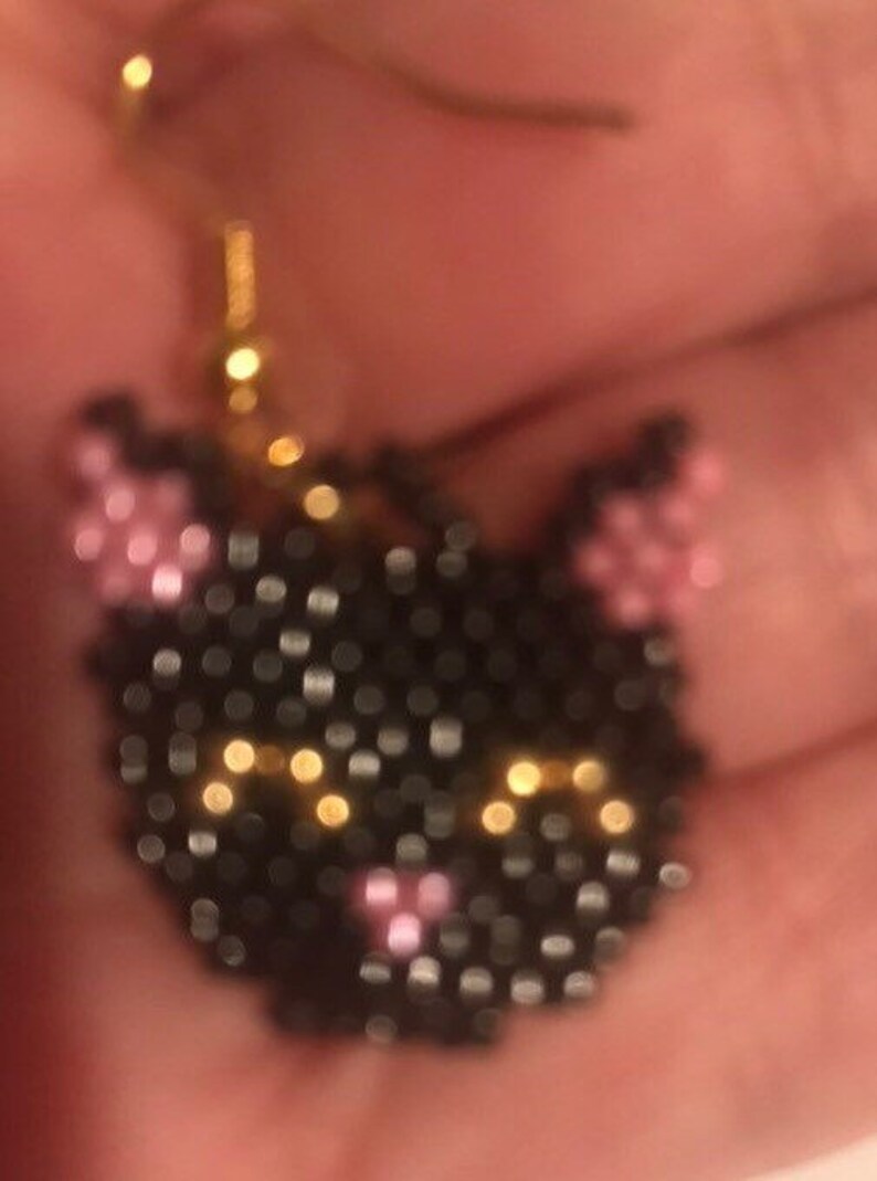 Beaded Cat Earrings Etsy